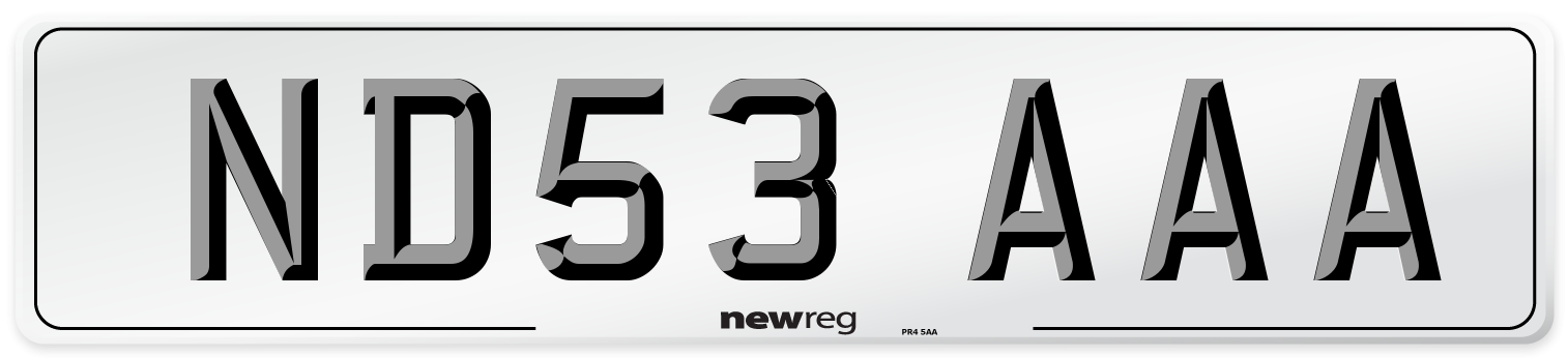 ND53 AAA Number Plate from New Reg